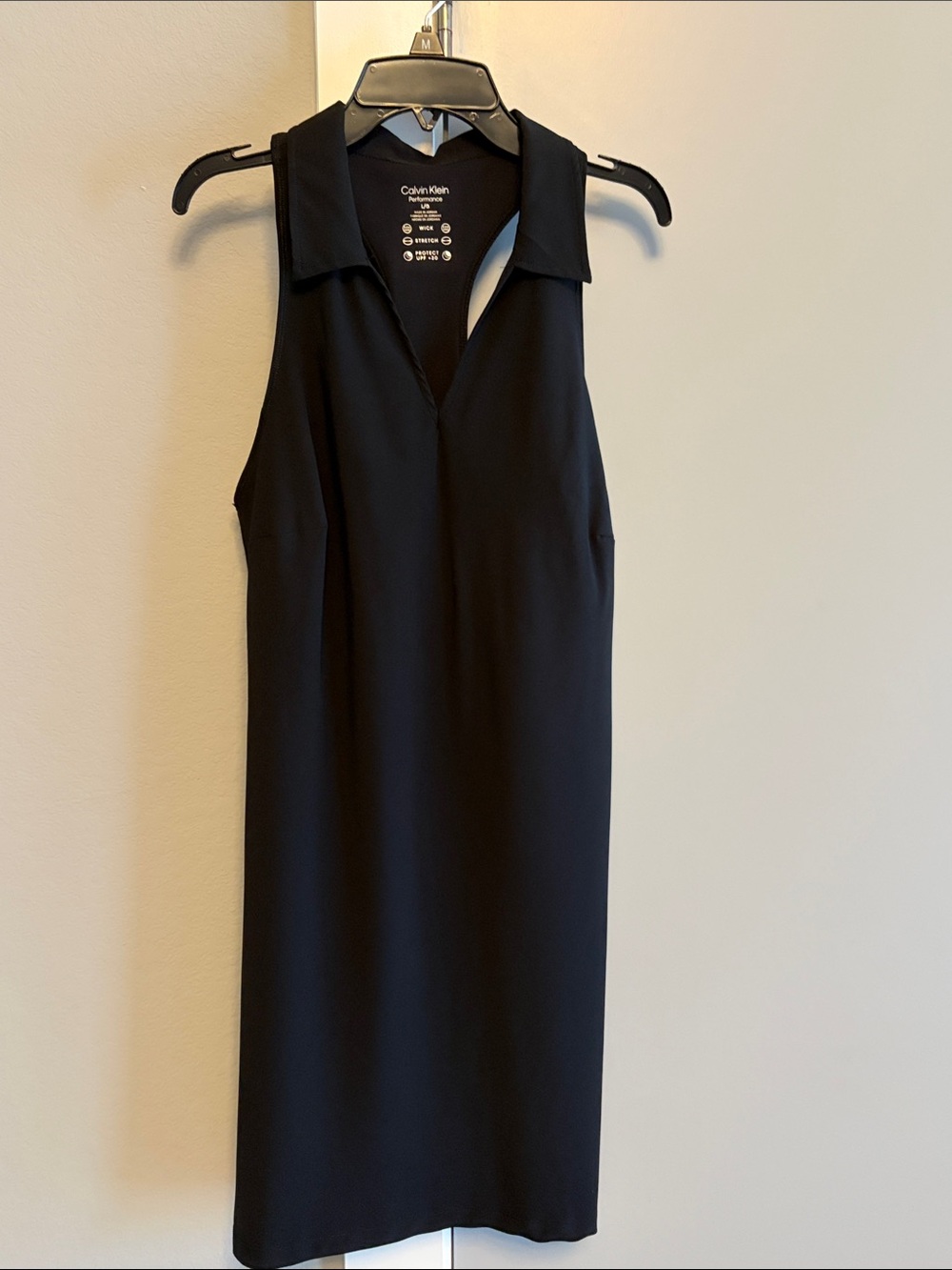 Calvin Klein Black Sleeveless Collared V-Neck Midi Dress athletic L